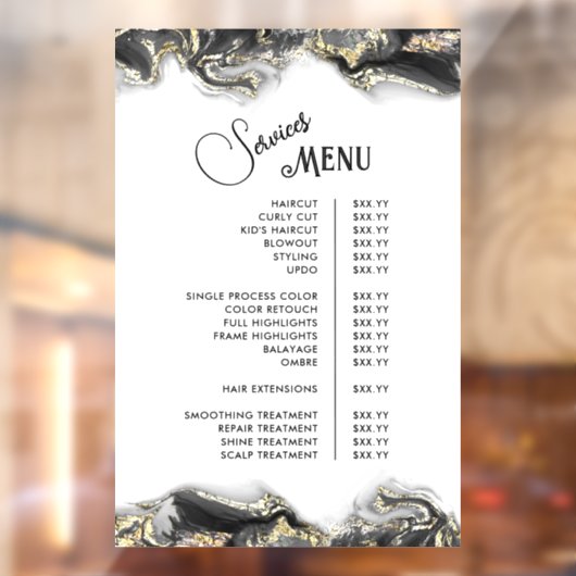 Menu Black Marbling Design Services Raamsticker (Vel 2)