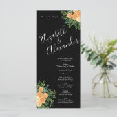 Menu Black & Peach Mariage Floral moderne (Debout devant)