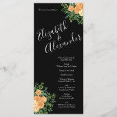 Menu Black & Peach Mariage Floral moderne (Devant)