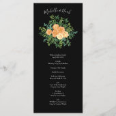 Menu Black & Peach Mariage Floral moderne (Devant)