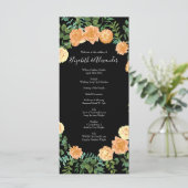 Menu Black & Peach Mariage Floral moderne (Debout devant)