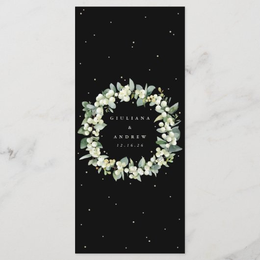 Menu Black Snowberry+Eucalyptus 4 Parcours Mariage plat (Dos)