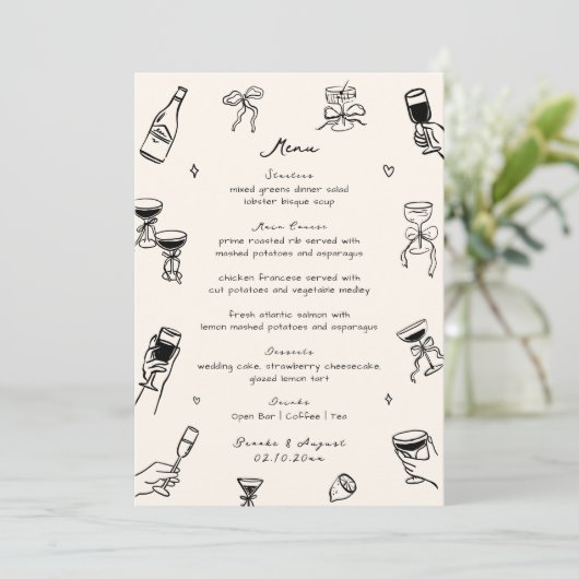Menu Black Whimsical Quirky Main Tirée (Debout devant)