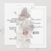 Menu blanc à fleurs rose mariage (Devant / Derrière)