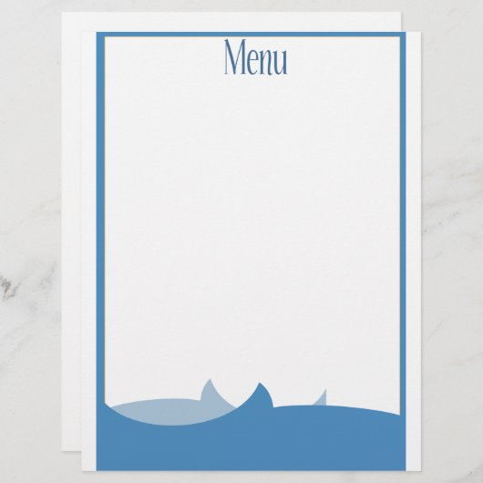 Menu blanc à thème océan (Devant / Derrière)