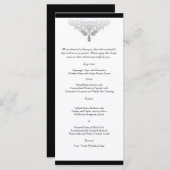 Menu blanc Black and Silver Mariage damassé (Devant / Derrière)