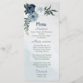 Menu blanc bleu poussiéreux et fleurs marine verdure (Devant)