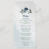 Menu blanc bleu poussiéreux et fleurs marine verdure (Devant / Derrière)