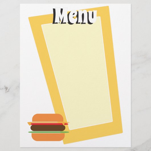 Menu blanc Burger style rétro (Devant)