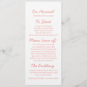 Menu blanc de corail de dîner de mariage d'étoiles (Dos)