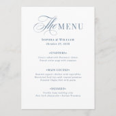 Menu Blanc Élégant et Bleu Poussiéreux | Luxe Classique (Devant)