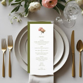 Menu Blanc et olive | Chic Floral Rose Mariage