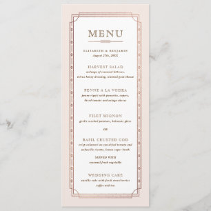 Menu Blanc moderne Vintage Blush Rose Rose Or Fleur