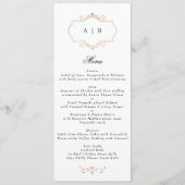 Menu blanc noir formel or crête monogramme mariage (Devant)