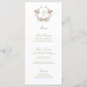 Menu Blason de monogramme floral vert rose pour mariage (Devant)