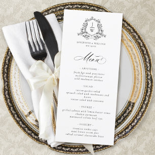 Menu Blason de monogramme traditionnel Fleurs Élégant M