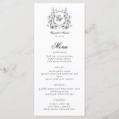 Menu Blason Floral Monogramme Élégant Mariage (Devant)