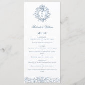 Menu Blason Monogramme Élégant de Mariage Régence Vinta (Devant)