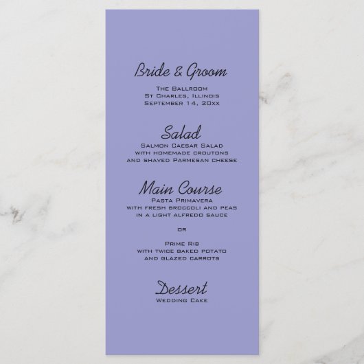 Menu Blauwe Columbine Flowers Weddenschap (Voorkant)