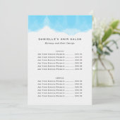 Menu Bleu Aquarelle Mode Biz Prix (Debout devant)