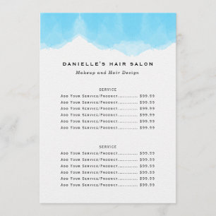 Menu Bleu Aquarelle Mode Biz Prix