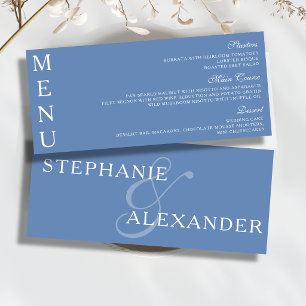 Menu Bleu Barbeau Élégant Chic Mariage Dîner