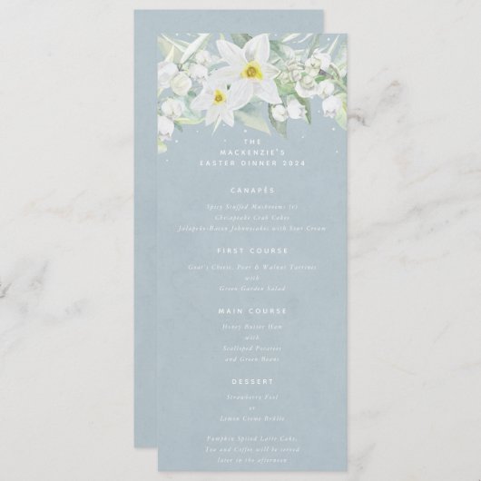 Menu Bleu Blanc Flore Printemps Appartement 4 Parcours (Devant / Derrière)