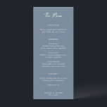 Menu Bleu bleu clair simple Mariage moderne<br><div class="desc">Un menu de mariage élégant avec une mise en page simple et minimale avec "The Menu" dans une typographie de script contemporain. Un design classique avec une touche moderne.</div>