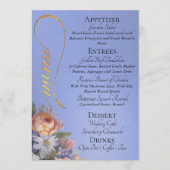 Menu Bleu ciel - Monogramme, Fleurs sauvages & Merci  (Devant)