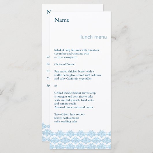 Menu bleu-clair 2 d'événement de simplicité de (Devant / Derrière)