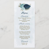 Menu bleu clair bleu marine bleu fleurs mariage botaniq (Devant)