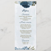 Menu bleu clair bleu marine bleu fleurs mariage botaniq (Devant)