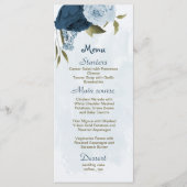 Menu bleu clair bleu marine bleu fleurs mariage botaniq (Devant)