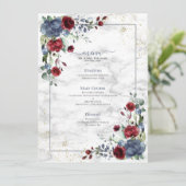 Menu Bleu clair Bourgogne Mariage floral (Debout devant)