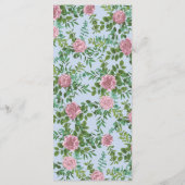 Menu Bleu clair et rose pâle Rose Mariage floral (Dos)