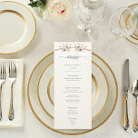 Menu Bleu Cornflowers & Blé Mariage de crème moderne<br><div class="desc">Des fleurs de maïs bleues munies de blé brun brun rendent ce menu mariage simple unique. On ressent presque la douce brise qui déplace les herbes. Simple,  mais élégant,  les tons terre et bleu doux sont la combinaison parfaite. Créé par Simply Farmhouse Press.</div>