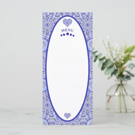 Menu Bleu de dentelle en céramique de Grèce (Debout devant)