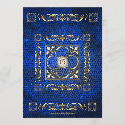 Menu bleu de mariage en verre souillé de rouleau (Dos)