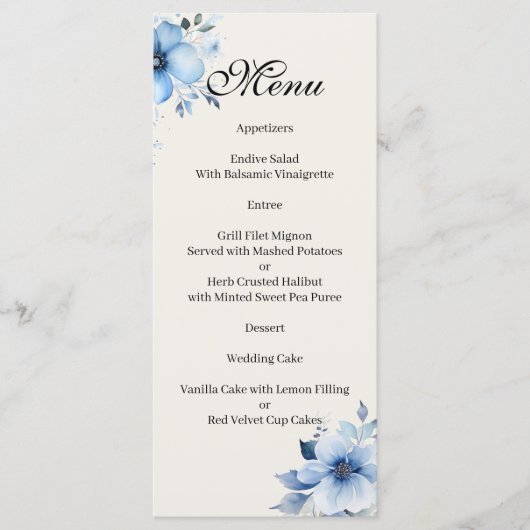 Menu bleu de Quenceanera (Devant)