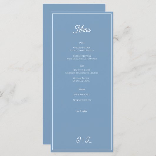 Menu Bleu Dusky Côtier Minimal (Devant / Derrière)