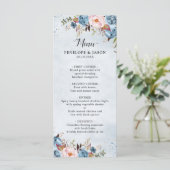 Menu Bleu Dusty Peach Blush Botanical Floral Mariage (Debout devant)