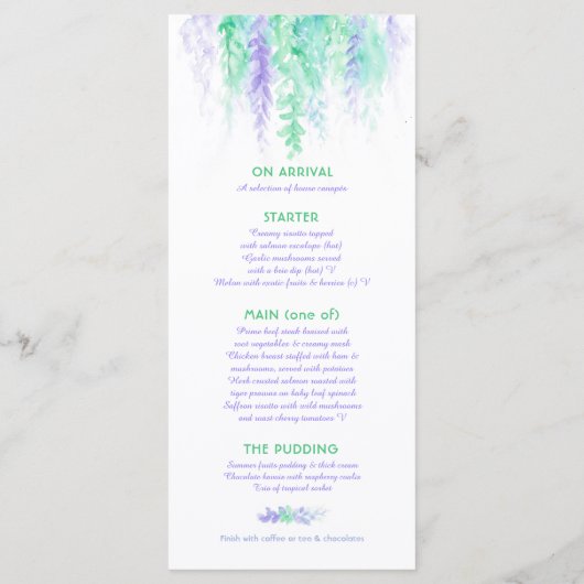 Menu bleu en cascade avec art de vigne verte pack (Dos)