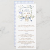 Menu Bleu En vichy Peter le Baby shower Rabbit MUTED BL (Devant / Derrière)