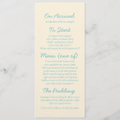 Menu bleu et crème d'étoile de mer de mariage de (Dos)