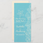 Menu bleu et crème d'étoile de mer de mariage de (Devant / Derrière)