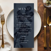 Menu Bleu foncé Moody Botanique Overlay Mariage