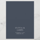 Menu Bleu foncé Moody Botanique Overlay Mariage (Dos)