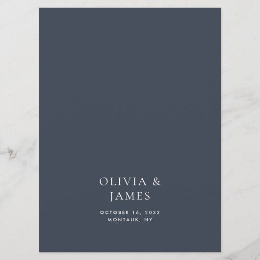 Menu Bleu foncé Moody Botanique Overlay Mariage (Dos)