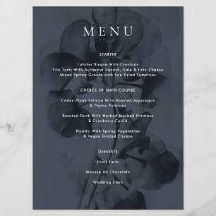 Menu Bleu foncé Moody Botanique Overlay Mariage