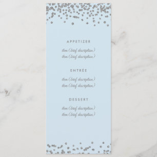 Menu Bleu glacier de confettis de parties scintillantes